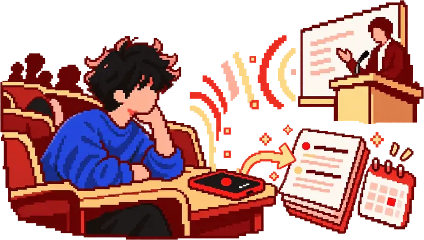 Pixel art: recording a lecture in class