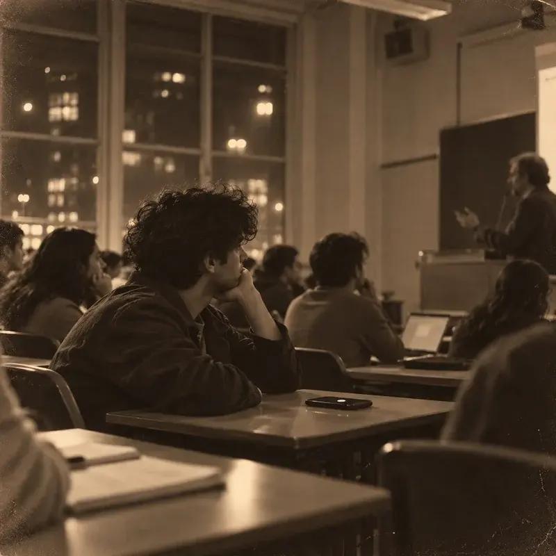 Polaroid: working student in an evening class